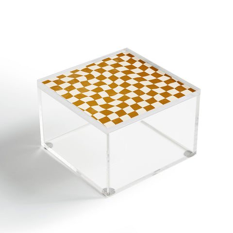Avenie Warped Checkerboard Gold Acrylic Box