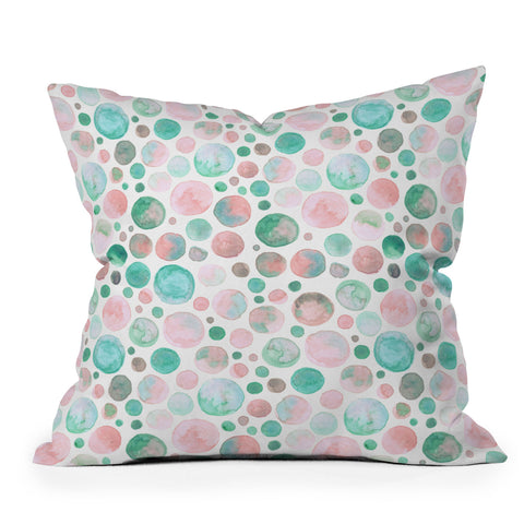 Avenie Watercolor Bubbles Mint Blush Outdoor Throw Pillow