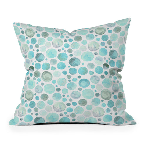 Avenie Watercolor Bubbles Turquoise Outdoor Throw Pillow