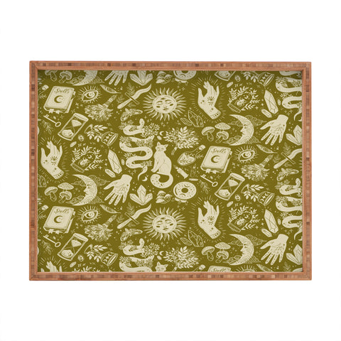 Avenie Witchy Things In Moss Green Rectangular Tray