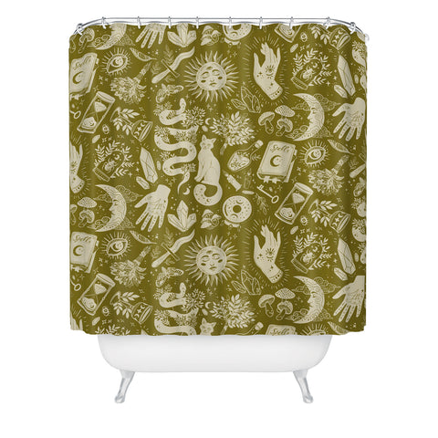 Avenie Witchy Things In Moss Green Shower Curtain