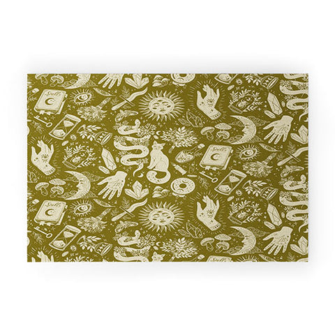 Avenie Witchy Things In Moss Green Welcome Mat
