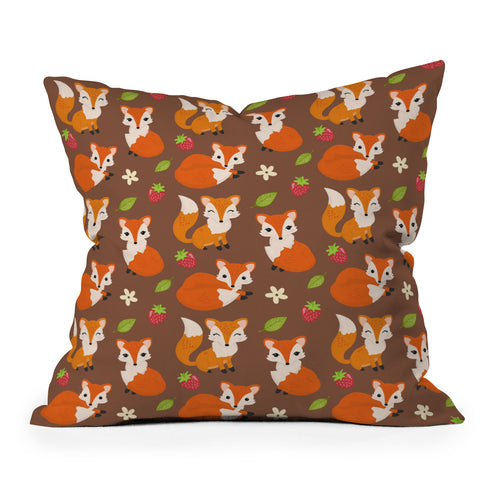 Avenie Woodland Fox Pattern II Outdoor Throw Pillow