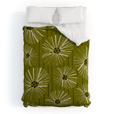 ayeyokp Retro Daisies Musk Green Comforter