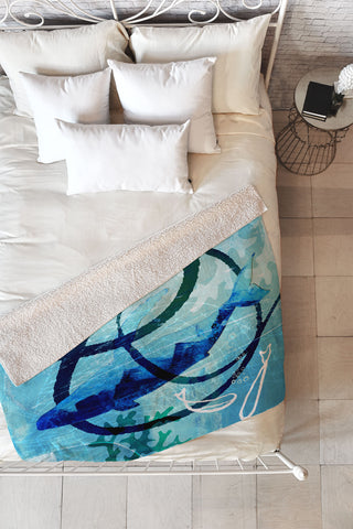 Barbara Chotiner Ocean Swirl Fleece Throw Blanket