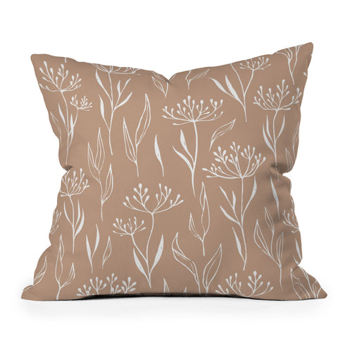 Barlena Dried Flowers and Leaves Outdoor Throw Pillow