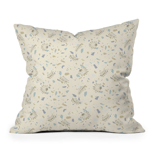 Barlena Leaves on Terrazzo Outdoor Throw Pillow