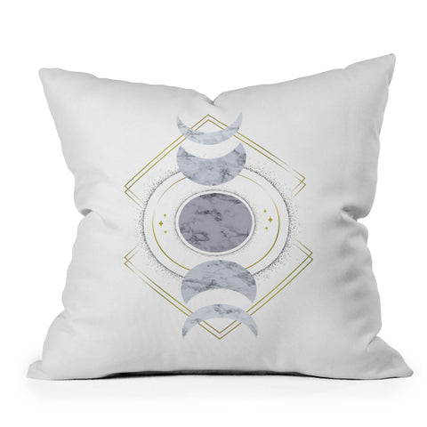 Barlena Marble Moon Phase Outdoor Throw Pillow
