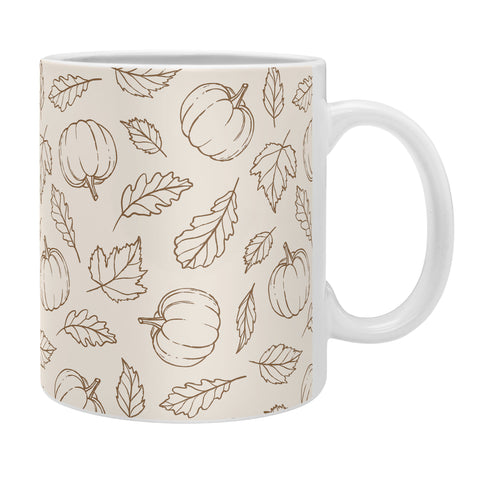 Barlena Pumpkins and Leaves Brown Coffee Mug