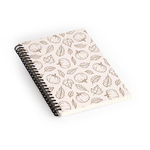 Barlena Pumpkins and Leaves Brown Spiral Notebook