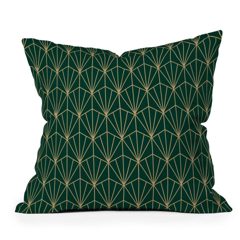 Becky Bailey Art Deco Vector in Green Outdoor Throw Pillow