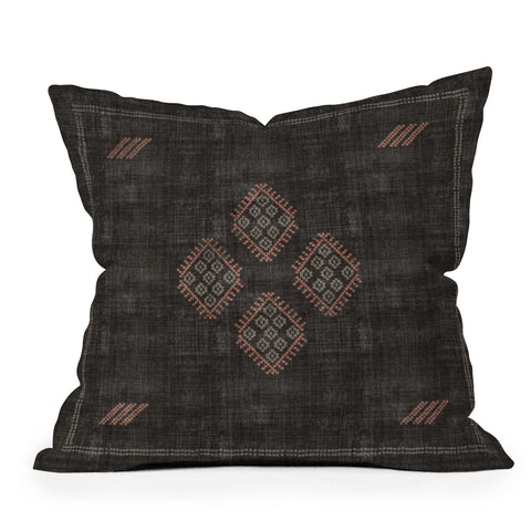 Becky Bailey Kilim in Black and Pink Outdoor Throw Pillow
