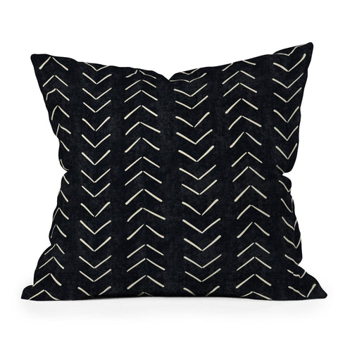 Becky Bailey Mud Cloth Big Arrows in Black and White Outdoor Throw Pillow