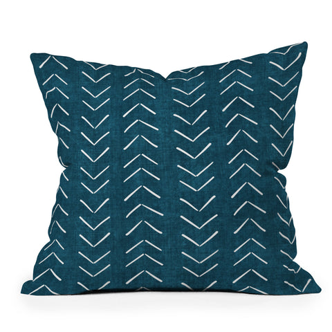 Becky Bailey Mud Cloth Big Arrows in Teal Outdoor Throw Pillow
