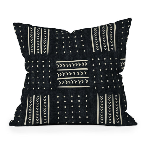 Becky Bailey Mud cloth in black and white Outdoor Throw Pillow