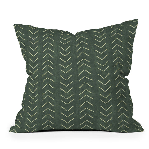 Becky Bailey Mudcloth Big Arrows in Leaf Green Outdoor Throw Pillow