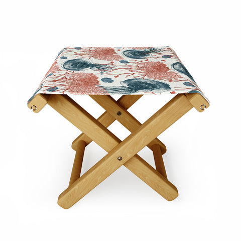 Belle13 Coral And Jellyfish Folding Stool