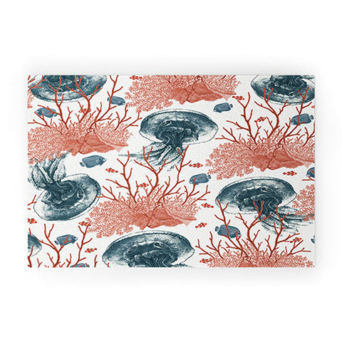 Belle13 Coral And Jellyfish Welcome Mat