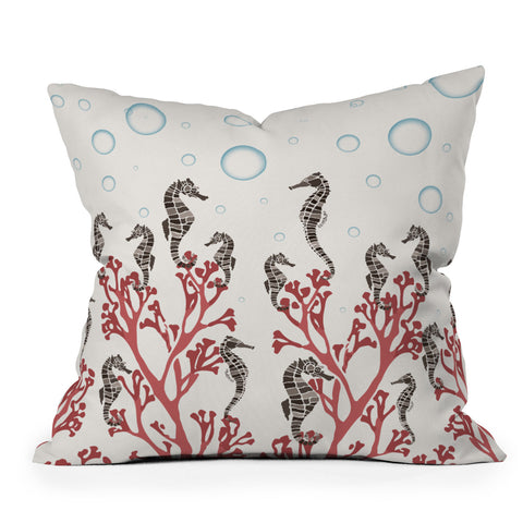 Belle13 Seahorse Forest Outdoor Throw Pillow