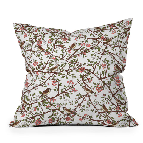 Belle13 Sparrow Tree On A Spring Day Outdoor Throw Pillow
