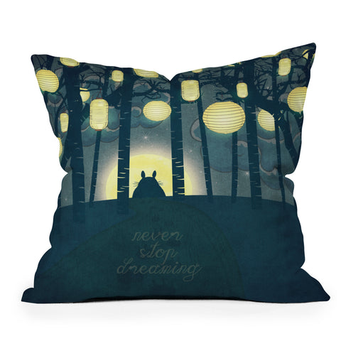 Belle13 Totoros Dream Forest Outdoor Throw Pillow
