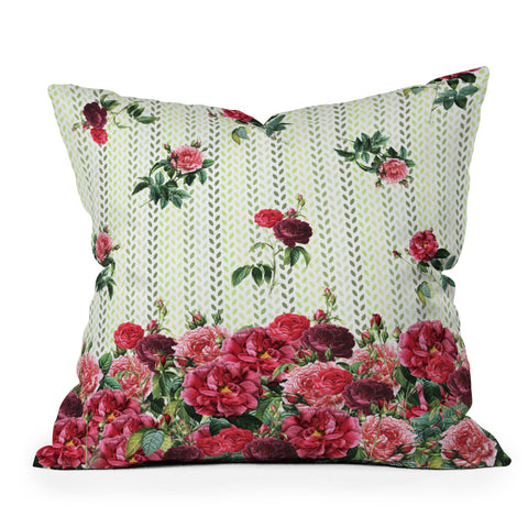 Belle13 Vintage Rose Pattern Outdoor Throw Pillow