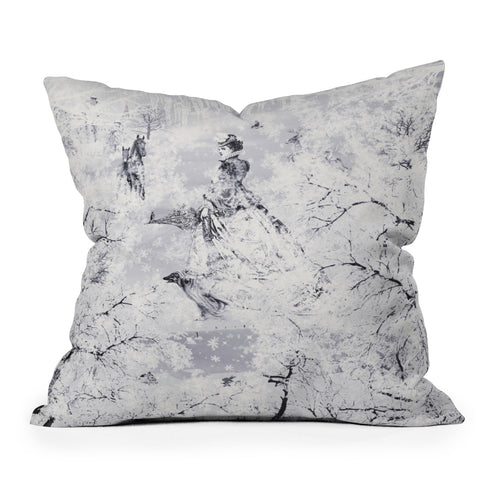 Belle13 Winter Lady Outdoor Throw Pillow