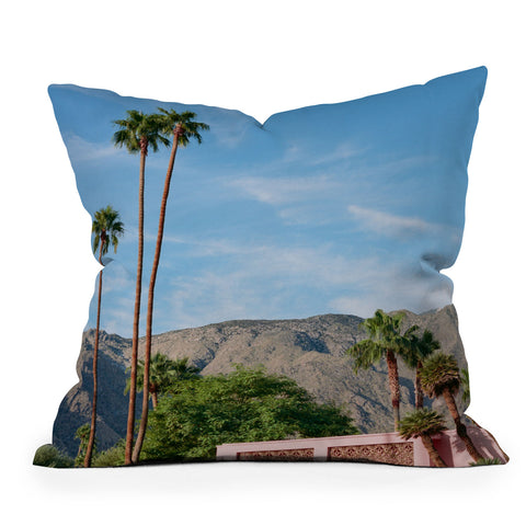Bethany Young Photography Palm Springs Pink House Outdoor Throw Pillow