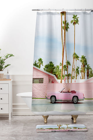Bethany Young Photography Pink Palm Springs on Film Shower Curtain And Mat