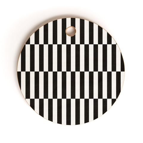Bianca Green Black And White Order Cutting Board Round