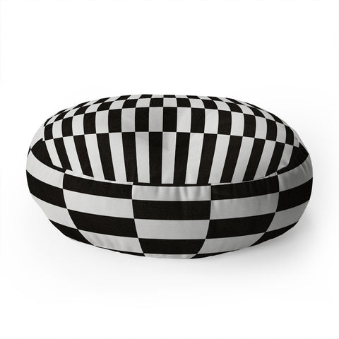 Bianca Green Black And White Order Floor Pillow Round