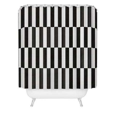 Bianca Green Black And White Order Shower Curtain