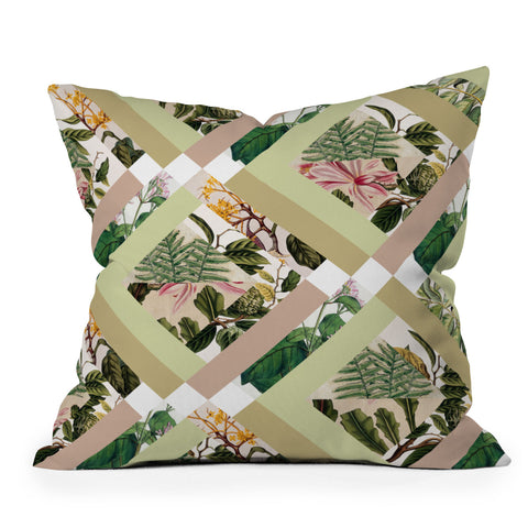 Bianca Green Cubed Vintage Botanicals Outdoor Throw Pillow