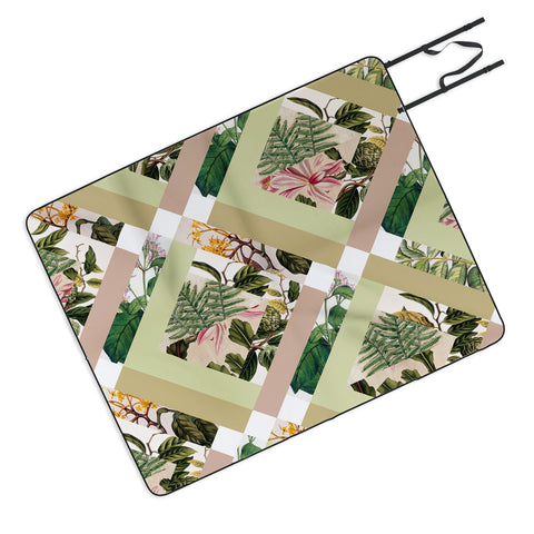 Bianca Green Cubed Vintage Botanicals Picnic Blanket