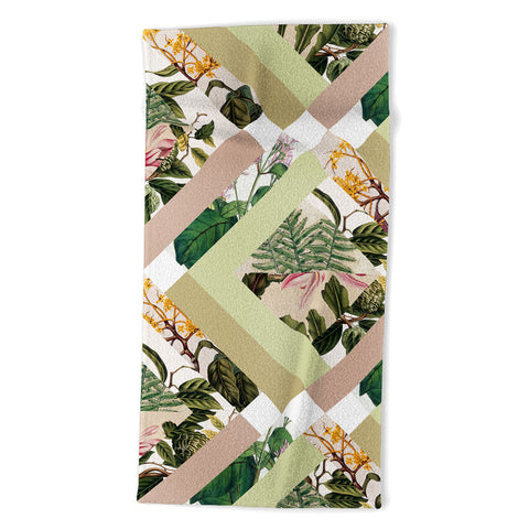 Bianca Green Cubed Vintage Botanicals Beach Towel
