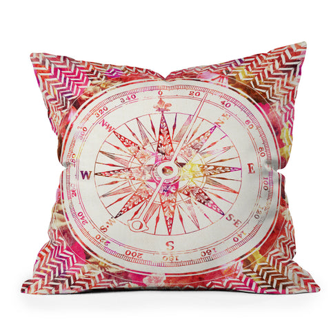 Bianca Green Follow Your Own Path Pink Outdoor Throw Pillow