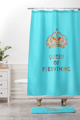 Bianca Green Queen Of Everything Blue Shower Curtain And Mat