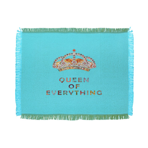 Bianca Green Queen Of Everything Blue Throw Blanket