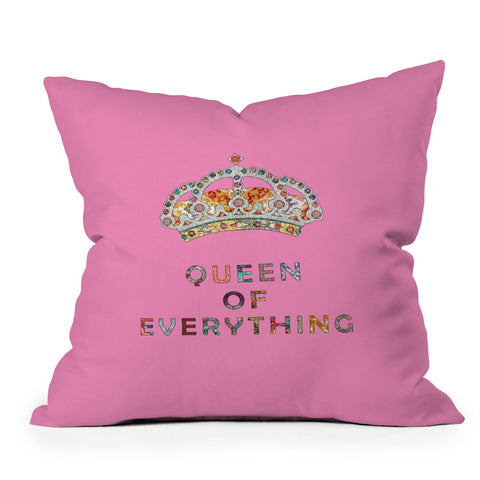 Bianca Green Queen Of Everything Pink Outdoor Throw Pillow
