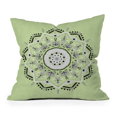 Bianca Green Star Mandala Green Outdoor Throw Pillow