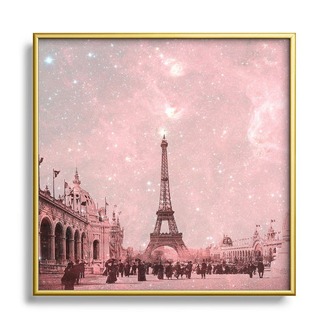 Bianca Green Stardust Covering Vintage Paris Square Metal Framed Art Print