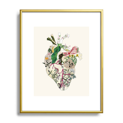 Bianca Green Vintage Botanical Heart Metal Framed Art Print