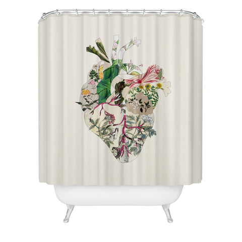 Bianca Green Vintage Botanical Heart Shower Curtain
