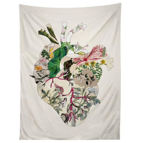 Bianca Green Vintage Botanical Heart Tapestry