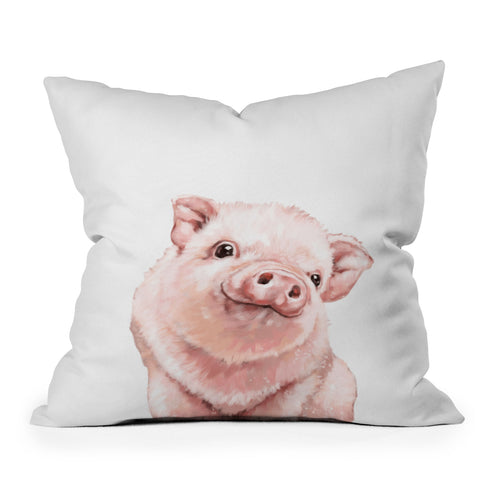 Big Nose Work Pink Baby Pig Outdoor Throw Pillow