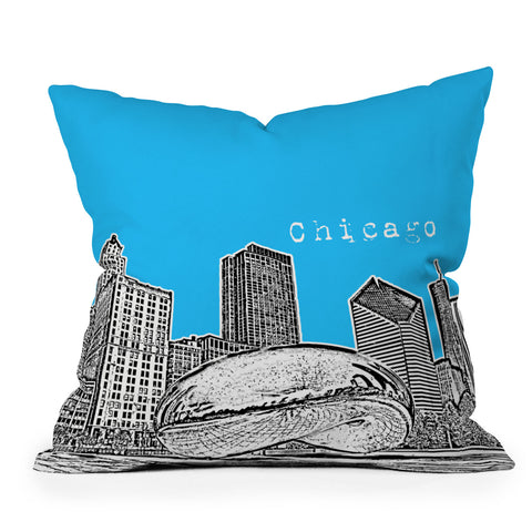 Bird Ave Chicago Illinois Blue Outdoor Throw Pillow