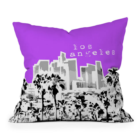 Bird Ave Los Angeles Purple Outdoor Throw Pillow
