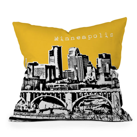 Bird Ave Minneapolis Yellow Outdoor Throw Pillow