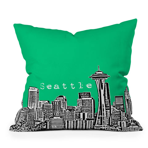 Bird Ave Seattle Green Outdoor Throw Pillow