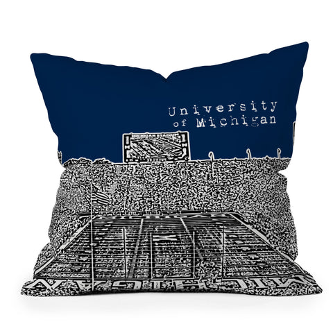 Bird Ave University Of Michigan Navy Outdoor Throw Pillow